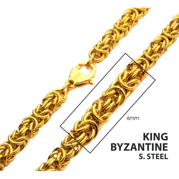 Stainless Gold IP Byzantine Chain Necklace Erickson Jewelers Iron Mountain, MI