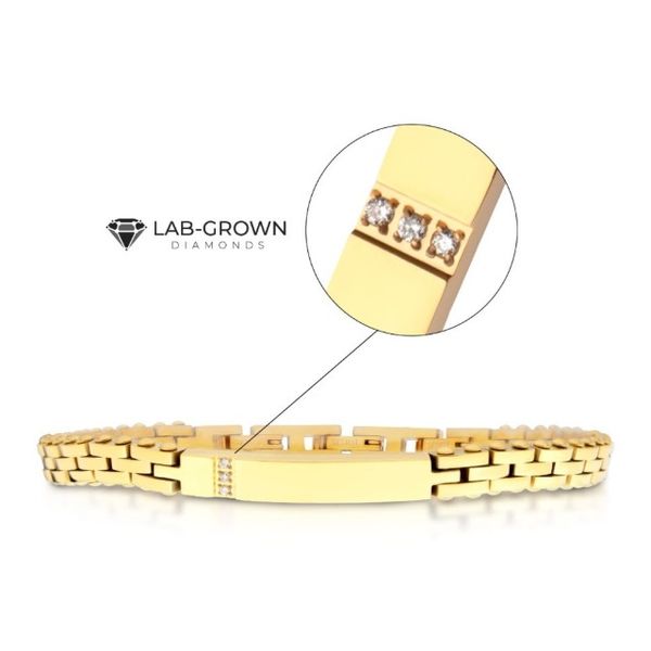Stainless Gold IP Diamond Trim Bracelet Erickson Jewelers Iron Mountain, MI