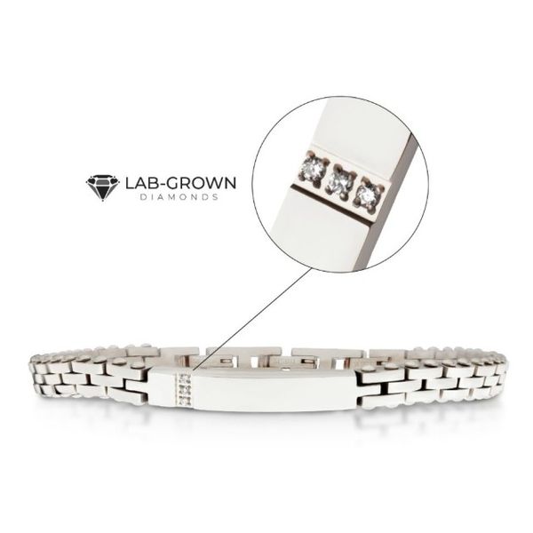 Stainless Steel Diamond Trim Bracelet Erickson Jewelers Iron Mountain, MI