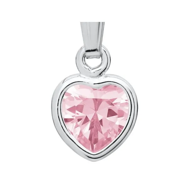 Pink CZ Heart Bezel Pendant with Chain Erickson Jewelers Iron Mountain, MI