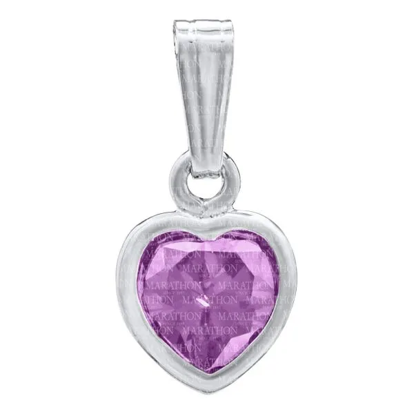 Sterling Silver February CZ Heart Pendant Necklace Erickson Jewelers Iron Mountain, MI