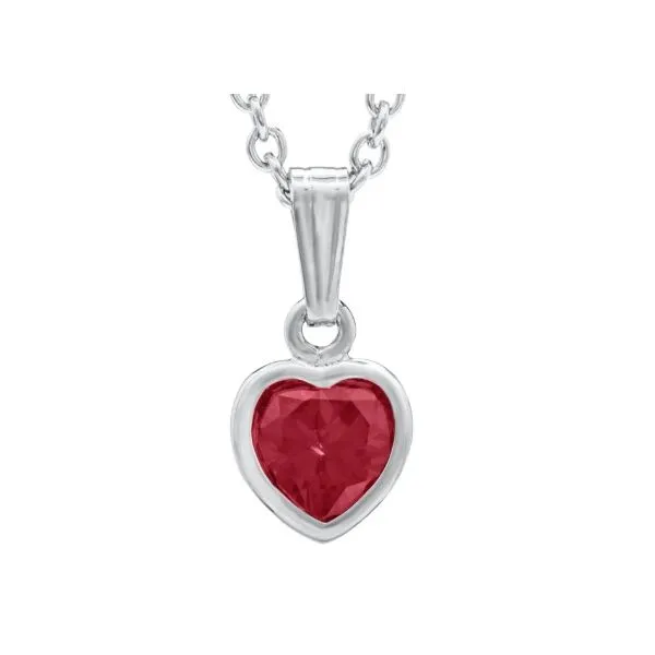 Sterling Silver July CZ Heart Bezel Pendant Necklace Erickson Jewelers Iron Mountain, MI
