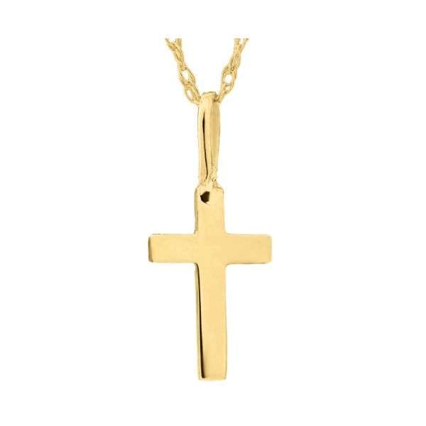 14Kt Yellow Gold Petite Cross Necklace Erickson Jewelers Iron Mountain, MI
