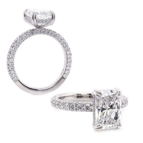 Radiant Cut Diamond Three Sided Pave Engagement Ring Joe Escobar Diamonds Campbell, CA