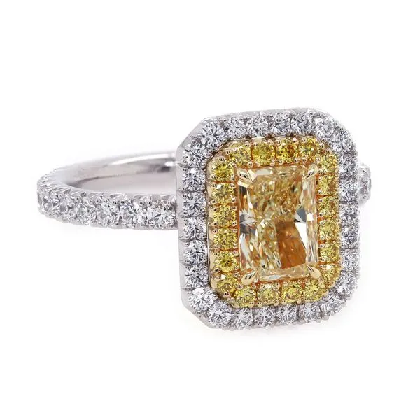Yellow Diamond Radiant Double Halo Ring Joe Escobar Diamonds Campbell, CA