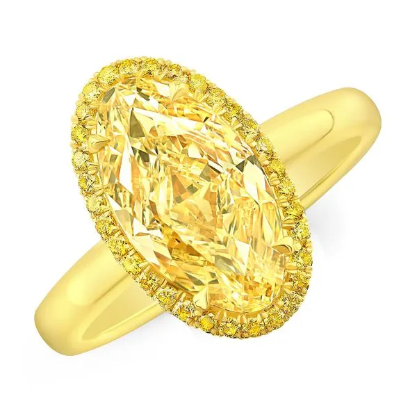 Rahaminov Design Oval Yellow Diamond Halo Ring Joe Escobar Diamonds Campbell, CA