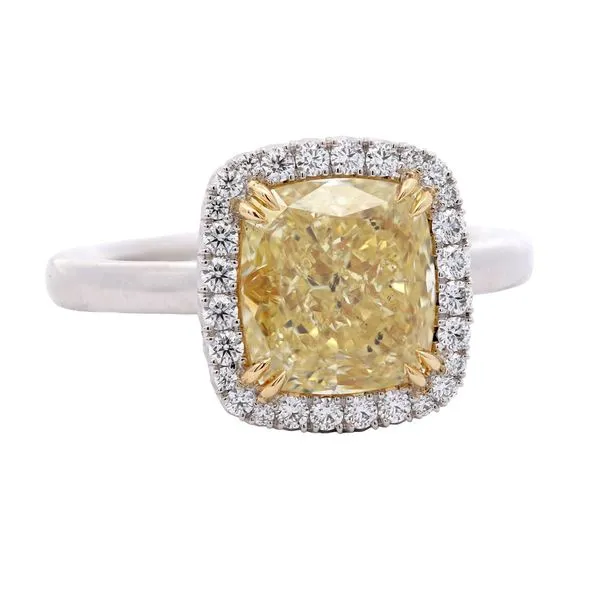 Fancy Yellow Cushion Diamond Halo Ring Joe Escobar Diamonds Campbell, CA