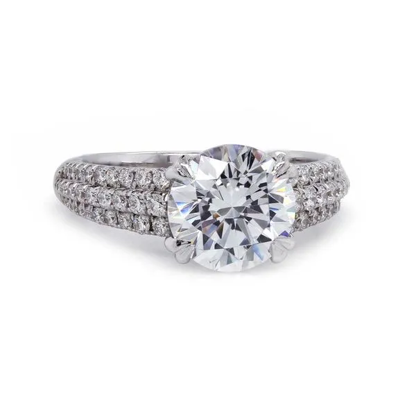 Three Row Pave Engagement Ring Joe Escobar Diamonds Campbell, CA