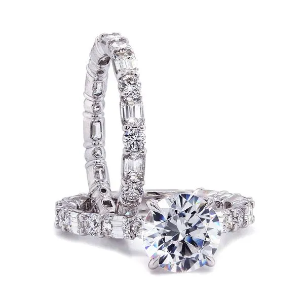 Alternating Round and Emerald Cut Diamond Wedding Set Joe Escobar Diamonds Campbell, CA