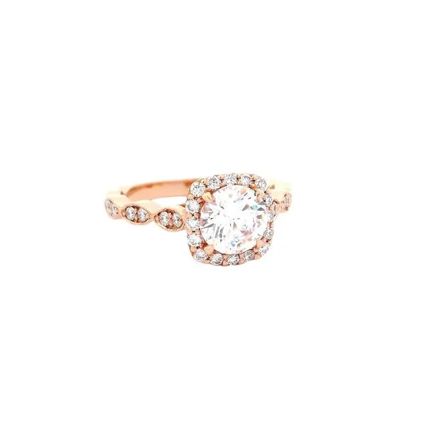 Vintage Rose Gold Pave Halo Engagement Ring Joe Escobar Diamonds Campbell, CA