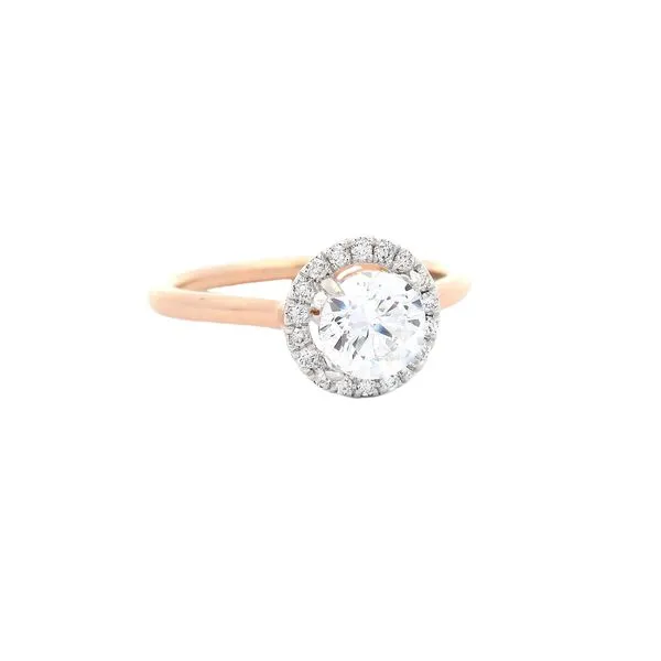 Delicate Rose Gold Round Diamond Halo Ring Joe Escobar Diamonds Campbell, CA