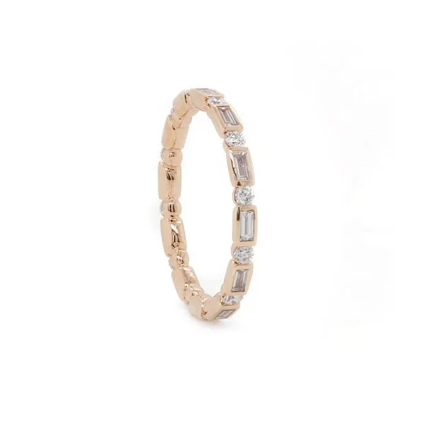 Bezel Set Alternating Baguette and Round Diamond Eternity Band Joe Escobar Diamonds Campbell, CA