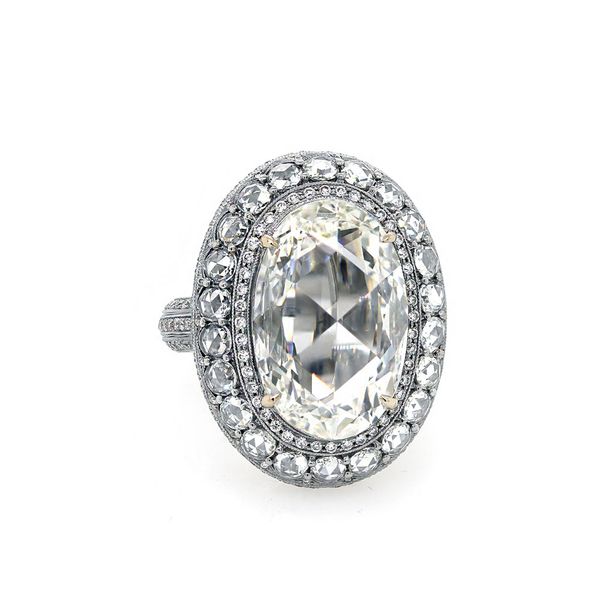 Oval Rose Cut Vintage Style Estate Ring Joe Escobar Diamonds Campbell, CA