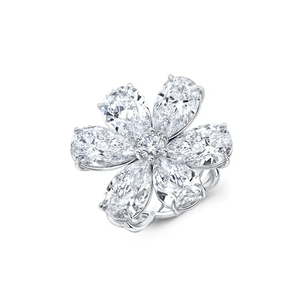 Pear Diamond Flower Ring Joe Escobar Diamonds Campbell, CA