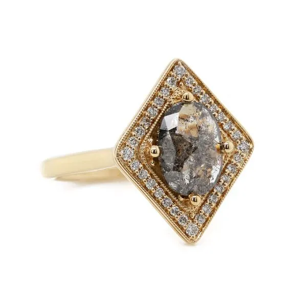 Salt and Pepper Geometric Halo Ring Joe Escobar Diamonds Campbell, CA