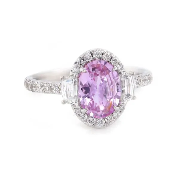 Padparadscha Sapphire Halo Ring Joe Escobar Diamonds Campbell, CA