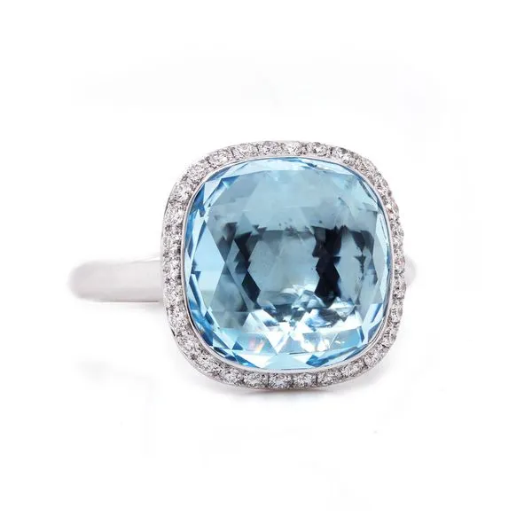 Blue Topaz Halo Ring Joe Escobar Diamonds Campbell, CA