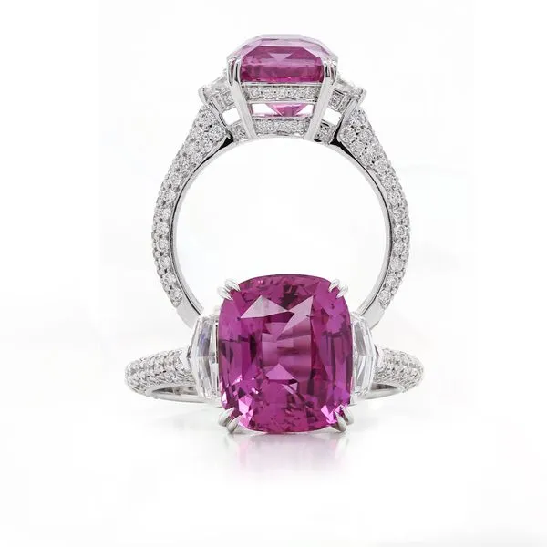 Cushion Pink Sapphire Custom Ring Joe Escobar Diamonds Campbell, CA