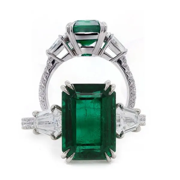 Emerald Cut Emerald Three Stone Ring Joe Escobar Diamonds Campbell, CA