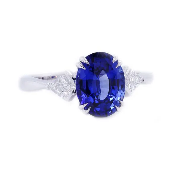 Blue Sapphire Three Stone Ring Joe Escobar Diamonds Campbell, CA