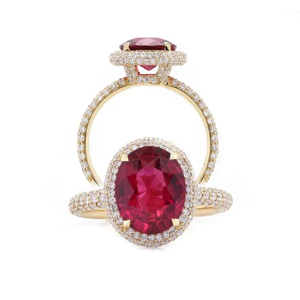 Rubellite Tourmaline Halo Ring Joe Escobar Diamonds Campbell, CA