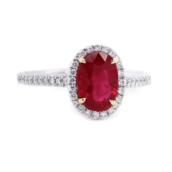 Oval Ruby Halo Ring Joe Escobar Diamonds Campbell, CA
