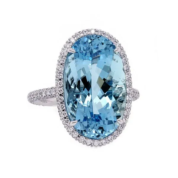 Aquamarine Three Sided Halo Ring Joe Escobar Diamonds Campbell, CA