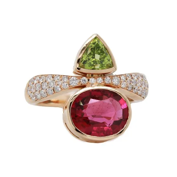 Peridot and Pink Tourmaline Fashion Ring Joe Escobar Diamonds Campbell, CA
