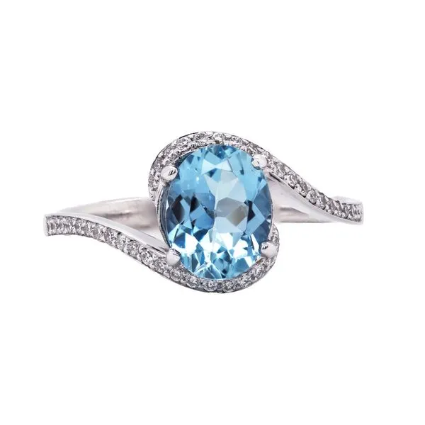Aquamarine Bypass Halo Ring Joe Escobar Diamonds Campbell, CA