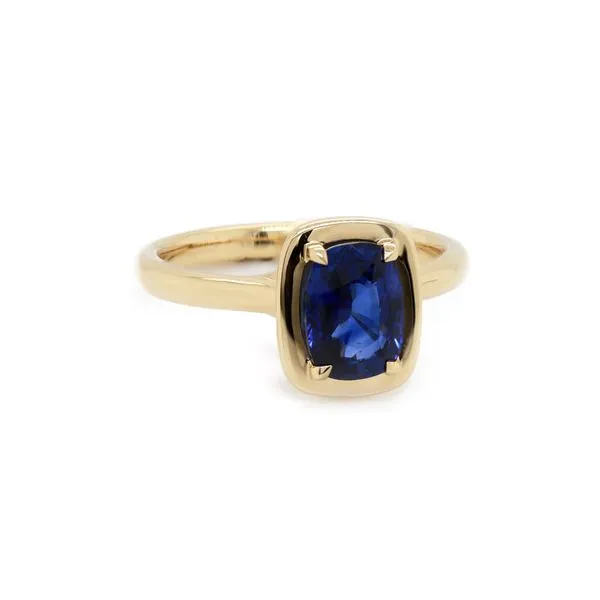 Elongated Cushion Cut Blue Sapphire Ring Joe Escobar Diamonds Campbell, CA