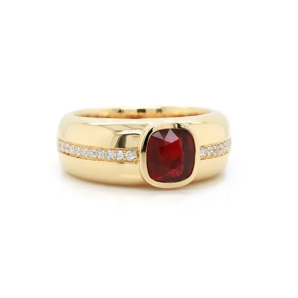 Unheated Ruby Bezel Set Ring with Diamond Accents Joe Escobar Diamonds Campbell, CA