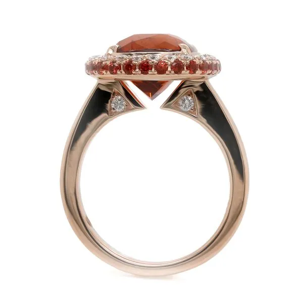 Orange Garnet Halo Ring Image 2 Joe Escobar Diamonds Campbell, CA