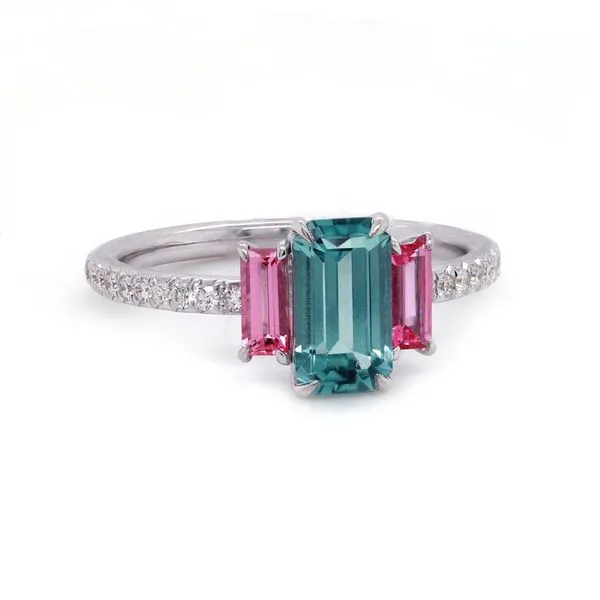 GreenTourmaline and Pink Spinel Ring Joe Escobar Diamonds Campbell, CA