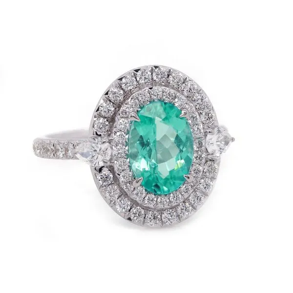 Paraiba Tourmaline Double Halo Ring Joe Escobar Diamonds Campbell, CA