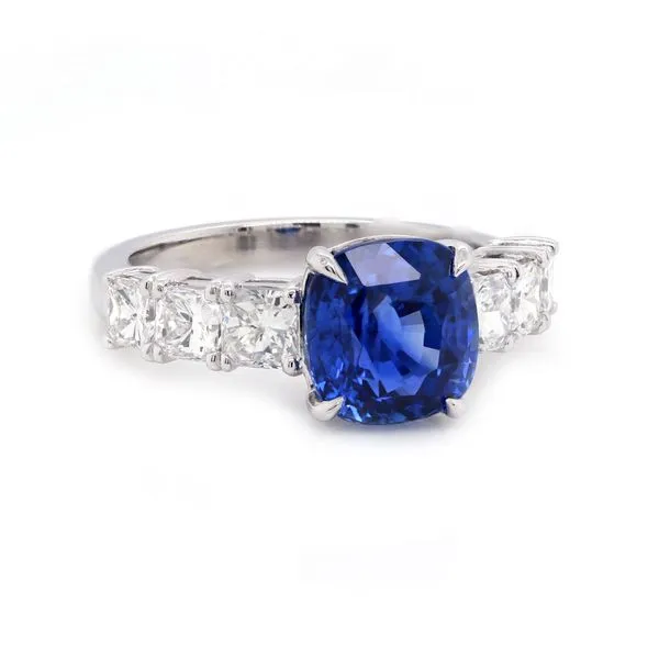 Cushion Blue Sapphire and Diamond Ring Joe Escobar Diamonds Campbell, CA