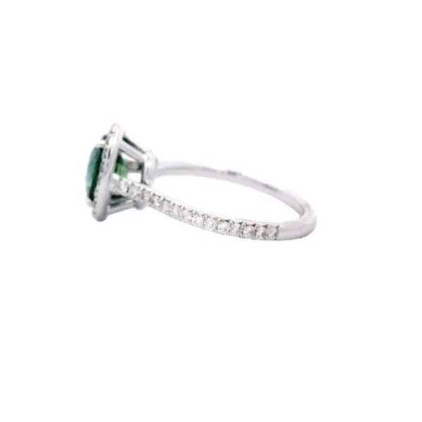 Unheated Teal Sapphire Halo Ring Image 2 Joe Escobar Diamonds Campbell, CA