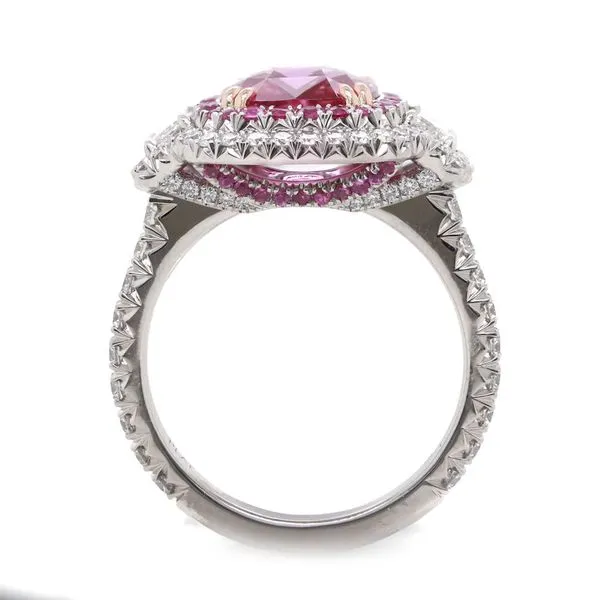 Unheated Pink Sapphire Halo Ring Image 2 Joe Escobar Diamonds Campbell, CA