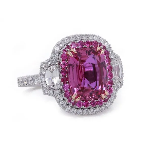 Unheated Pink Sapphire Halo Ring Joe Escobar Diamonds Campbell, CA