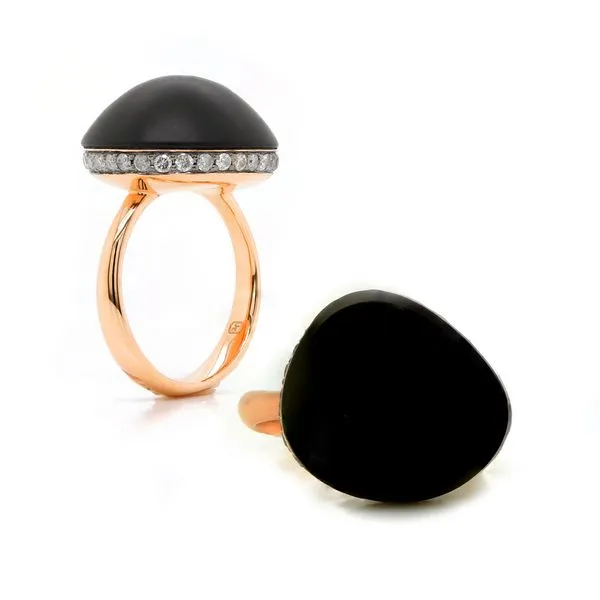Onyx Rose Gold Hidden Halo Ring Joe Escobar Diamonds Campbell, CA