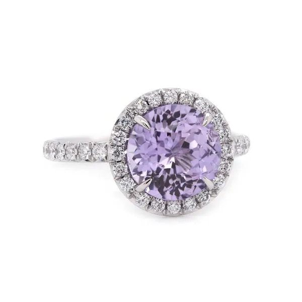 Unheated Lavender Sapphire Halo Ring Joe Escobar Diamonds Campbell, CA