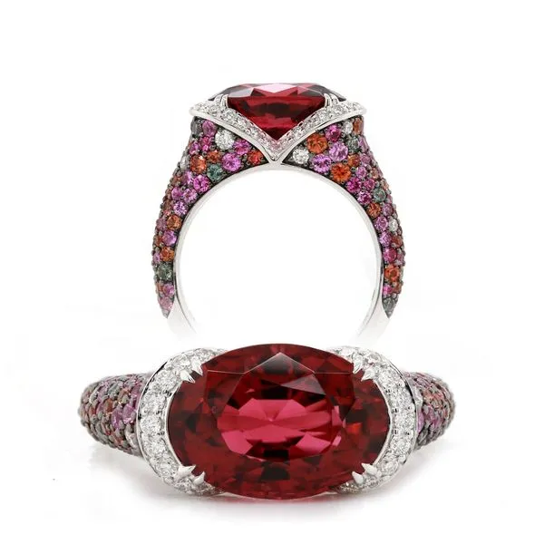 Cranberry Crush Tourmaline Multi Color Ring Joe Escobar Diamonds Campbell, CA