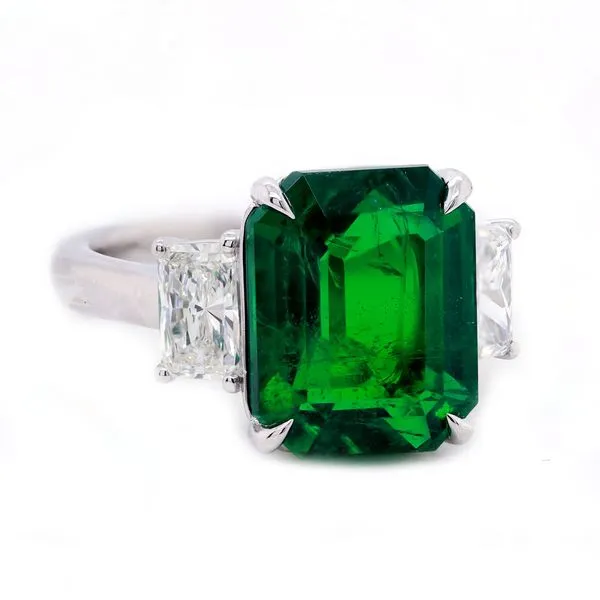 Emerald Cut Emerald Three Stone Ring Joe Escobar Diamonds Campbell, CA