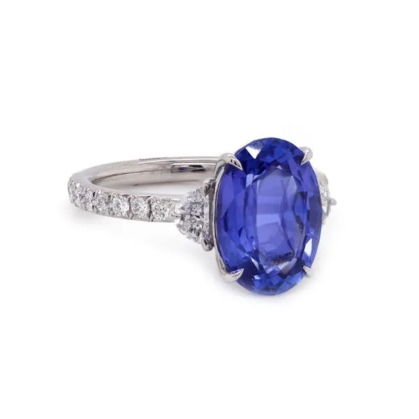 Tanzanite Three Stone Pave Ring Joe Escobar Diamonds Campbell, CA