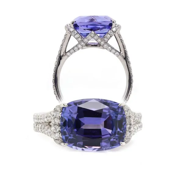 Tanzanite Split Shank Partial Halo Ring Joe Escobar Diamonds Campbell, CA
