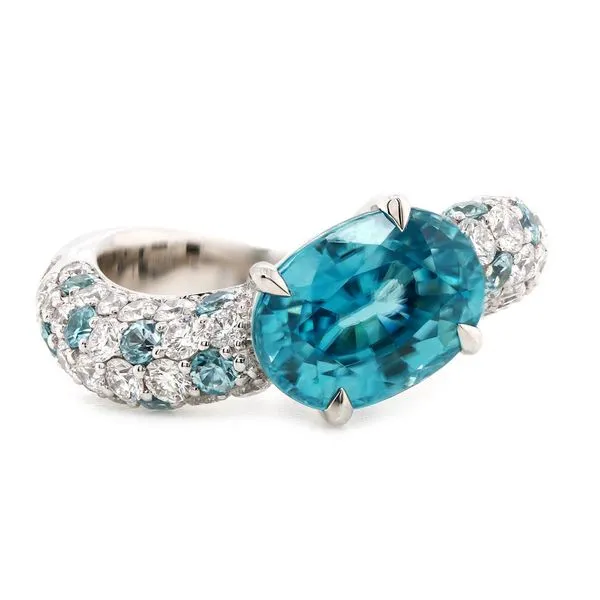 Blue Zircon Bypass Pave Ring Joe Escobar Diamonds Campbell, CA
