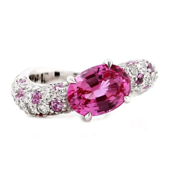 Pink Sapphire Bypass Pave Ring Joe Escobar Diamonds Campbell, CA