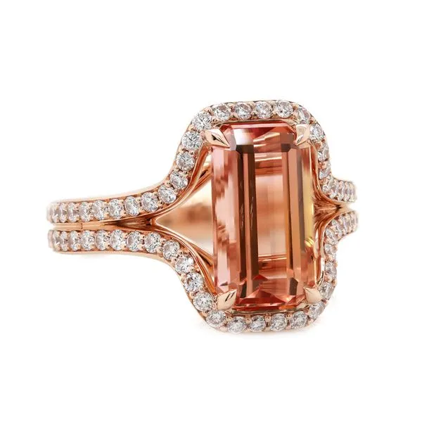 Imperial Topaz Split Shank Halo Ring Joe Escobar Diamonds Campbell, CA