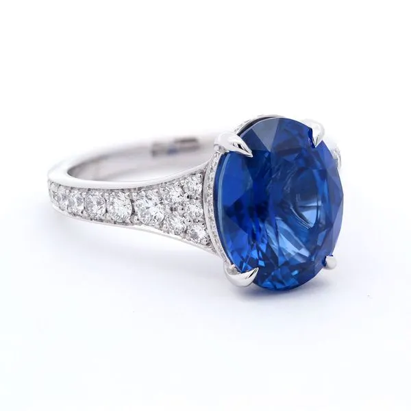 Oval Blue Sapphire Pave Ring Joe Escobar Diamonds Campbell, CA