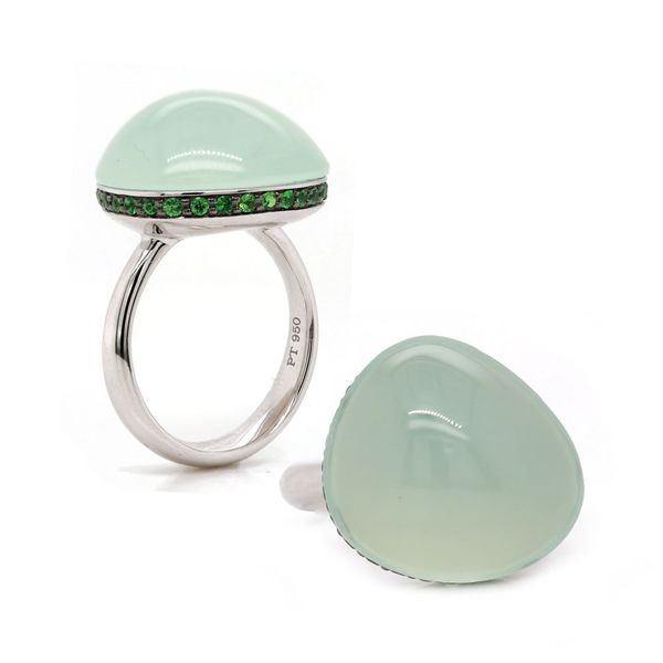 Green Chalcedony and Tsavorite Ring Joe Escobar Diamonds Campbell, CA