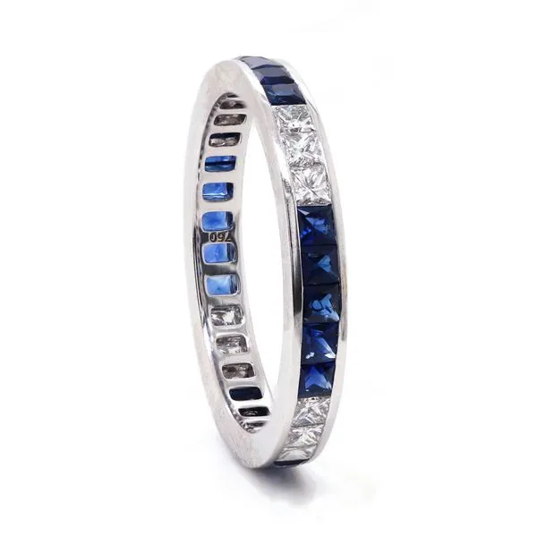 Princess Cut Blue Sapphire and Diamond Eternity Band Joe Escobar Diamonds Campbell, CA